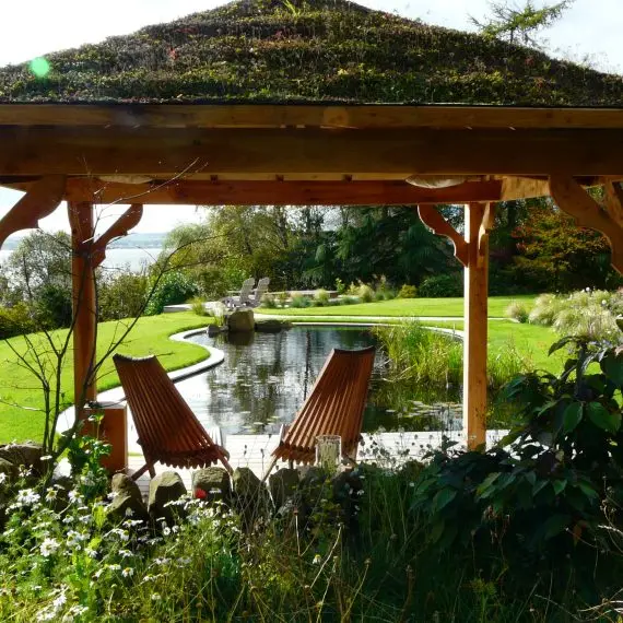 Figure of eight pond and arbour