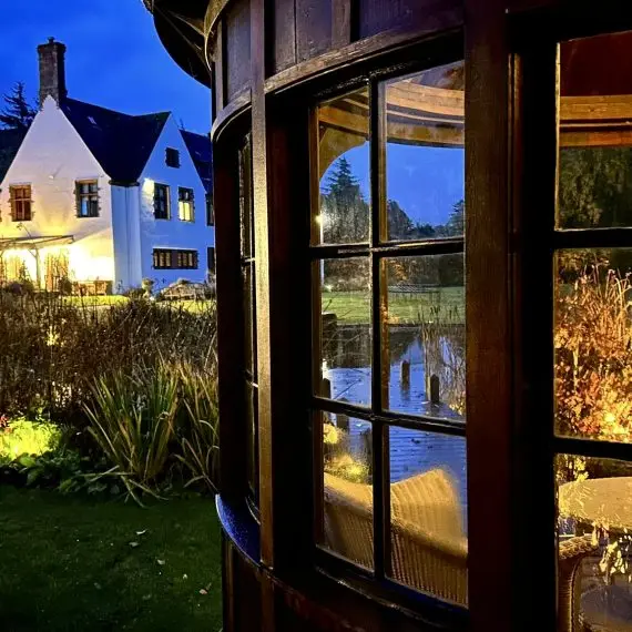 Garden lighting summerhouse and swimming pond