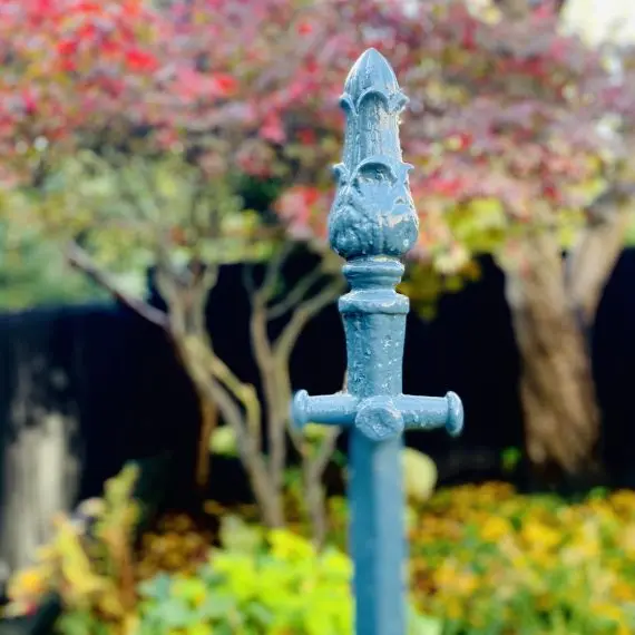 Original Victorian clothes pole painted Farrow and Ball Inchyra Blue